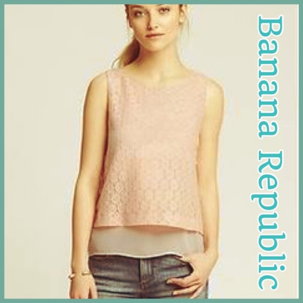 NWT Banana Republic Lace Overlay Top Small - Picture 2 of 8